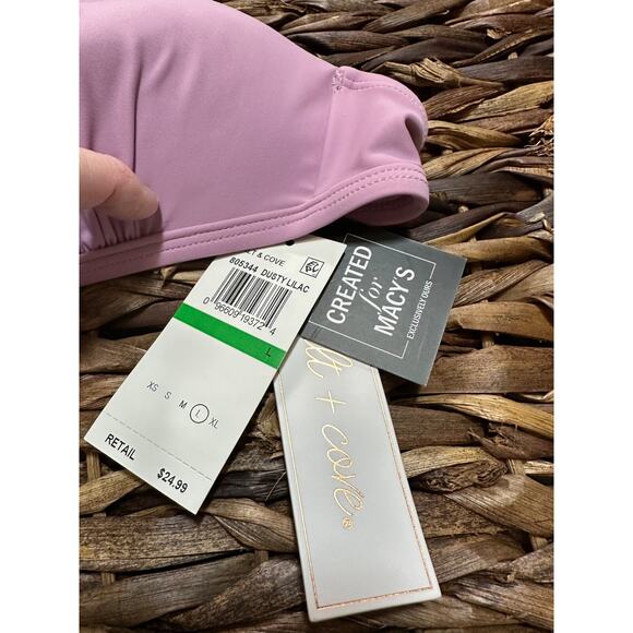 Salt Cove Juniors Women' Molded‎ Push-Up Triangle Dusty Violet Swim Bikini Top L - Picture 2 of 6